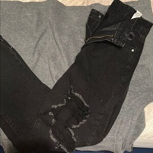 Distressed Black Denim Jeans